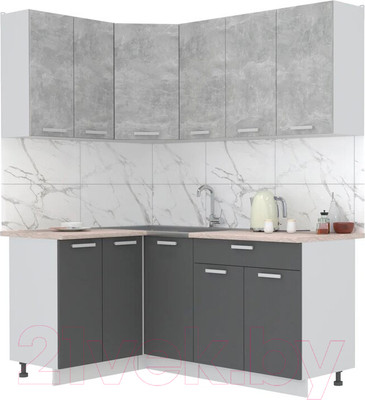 Кухонный гарнитур Интерлиния Мила Лайт 1.2x1.8 (бетон/антрацит/травертин)