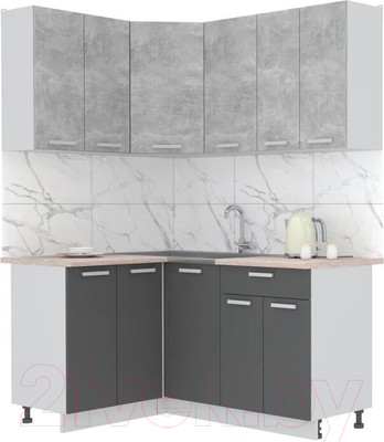 Кухонный гарнитур Интерлиния Мила Лайт 1.2x1.6 (бетон/антрацит/травертин)