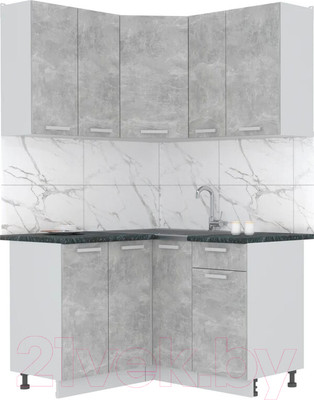 Кухонный гарнитур Интерлиния Мила Лайт 1.2x1.3 (бетон/бетон/кастилло темный)