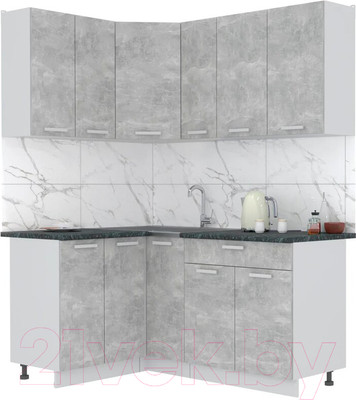 Кухонный гарнитур Интерлиния Мила Лайт 1.2x1.7 (бетон/бетон/кастилло темный)