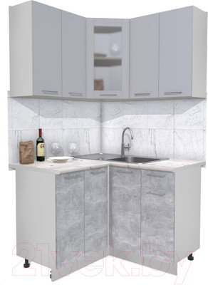Кухонный гарнитур Interline Мила 12x12 (серебристый/бетон/бискайская сосна)