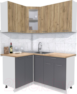 Кухонный гарнитур Интерлиния Мила 12x15 (дуб золотой/антрацит/дуб бунратти)