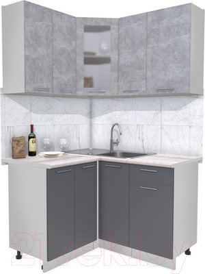 Кухонный гарнитур Интерлиния Мила 12x13 (бетон/антрацит/травертин)