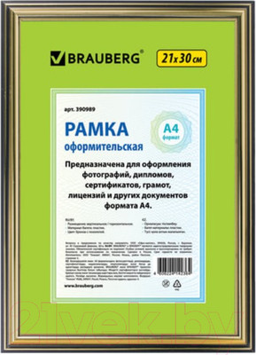 Рамка Brauberg HIT3 / 390989 (бронза с двойной позолотой)
