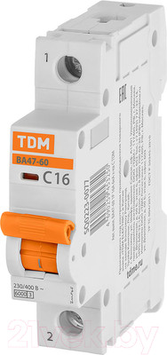 Выключатель автоматический TDM ВА 47-60 1P 16А (С) 6кА / SQ0223-0077