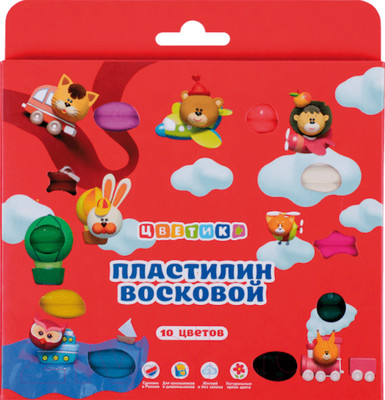 Пластилин восковой Цветик 3241784 (10цв)