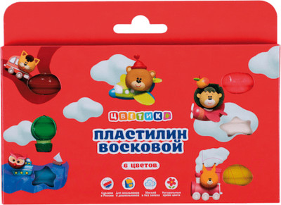 Пластилин восковой Цветик 3241695 (6цв)