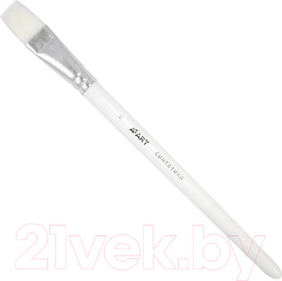 Кисть для рисования Azart №16 (синтетика, плоская, белый)