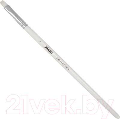 Кисть для рисования Azart №6 (синтетика, плоская, белый)