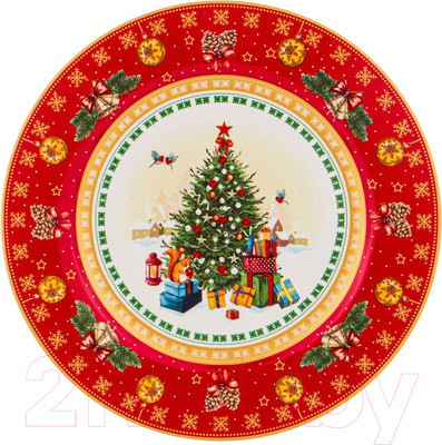 Тарелка столовая обеденная Lefard Елка / 85-1604 (красный)