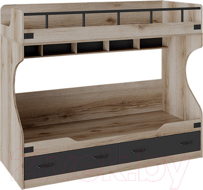 Двухъярусная кровать ТриЯ Окланд ТД-324.11.01 (черный/дуб делано)