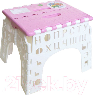 Табурет-подставка Эльфпласт Алфавит / EP162 (розовый/белый)