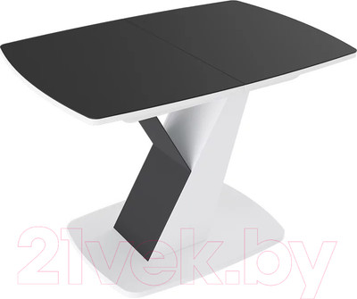 Обеденный стол ТриЯ Гарда тип 1 (белый/стекло матовое черный графит)