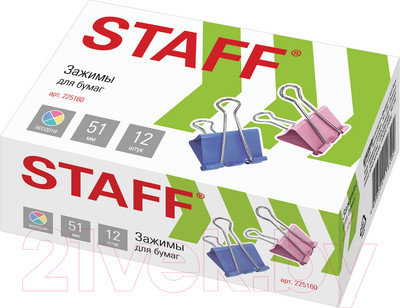 Зажим для бумаги Staff 225160 (12шт)