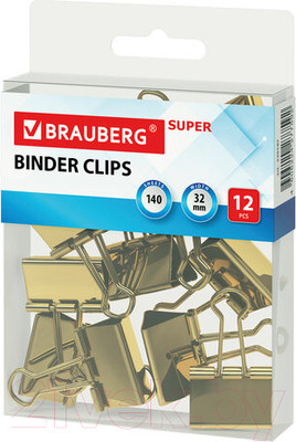 Зажим для бумаги Brauberg 229587 (12шт)