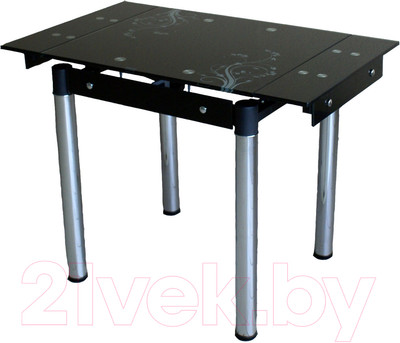 Обеденный стол Баобаб В08-76 (черный с цветами)