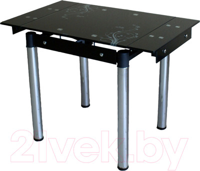 Обеденный стол Баобаб В08-77 (черный с цветами)