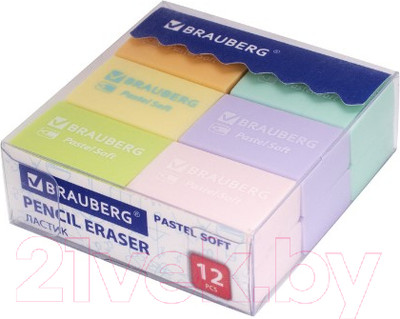 Набор ластиков Brauberg Pastel Soft / 229598 (12шт)