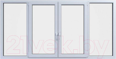 Балконная рама Brusbox Futuruss Поворотно-откидные 2 центральные створки 2 стекла (1450x2450x60)