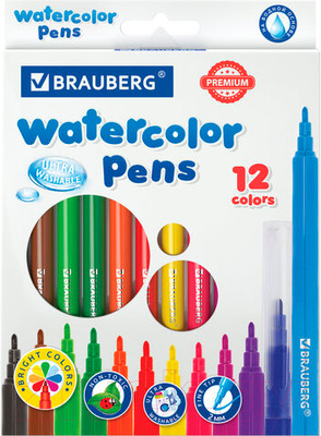 Фломастеры Brauberg Premium ультрасмываемые / 151938 (12шт)