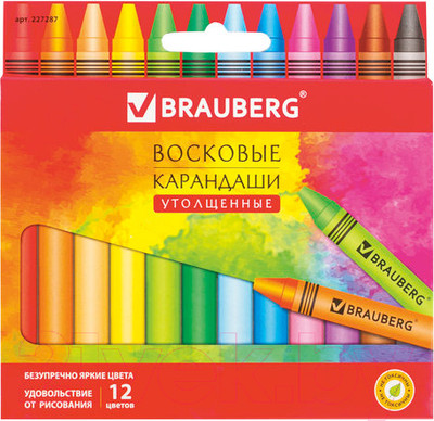Восковые мелки Brauberg Академия / 227287 (12цв)