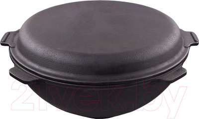 Казан Chugun Invest Узбекский с крышкой-сковородкой (6л, плоское дно)