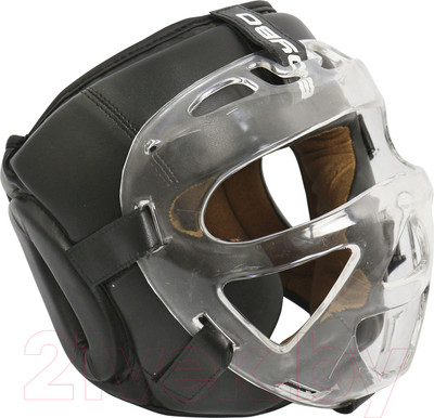 Боксерский шлем BoyBo Flexy с пластиковым забралом (L, черный)