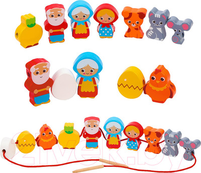 Развивающая игрушка Mapacha Шнуровка-сказка 2 в 1. Курочка Ряба + Репка / 76806