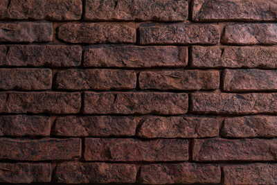 Декоративный камень бетонный РуБелЭко Кирпич вулканический КВ-003 (красный с травлением)