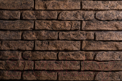 Декоративный камень бетонный РуБелЭко Кирпич вулканический КВ-005 (коричневый с травлением)