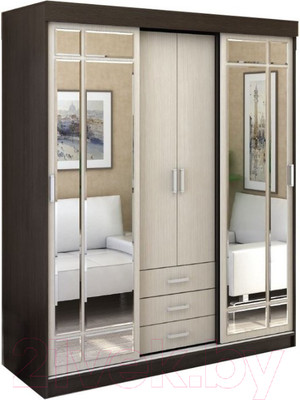 Шкаф-купе Стендмебель Лидер 1К (дуб белфорт/венге)