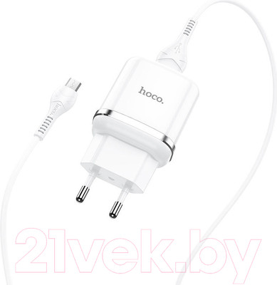 Зарядное устройство сетевое Hoco N3 + кабель AM-microBM / 6931474729378 (белый)