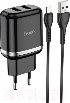 Зарядное устройство сетевое Hoco N4 + кабель AM-8pin Lightning / 6931474731012 (черный)