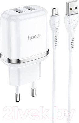Зарядное устройство сетевое Hoco N4 + кабель AM-microBM / 6931474731043 (белый)