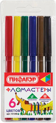 Фломастеры Пифагор Веселая такса / 151396 (6шт)