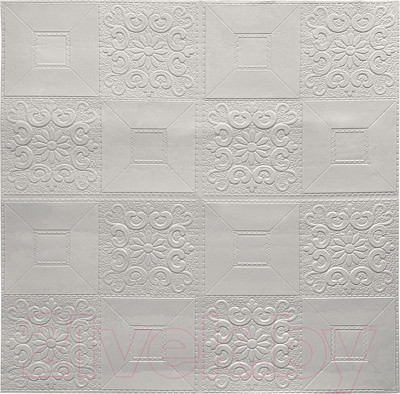 Панель ПВХ Grace Самоклеящаяся Плитка белая с узорами (700x700x4мм)