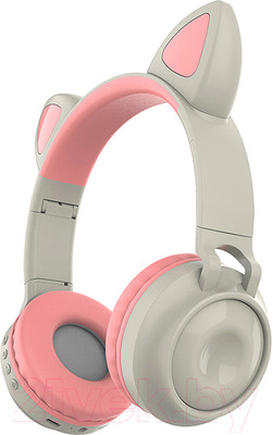 Наушники детские Qumo Party Cat ВТ 0027 (бежевый/розовый)