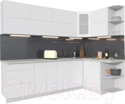 Кухонный гарнитур Interline Мила Матте 1.5x2.6 А правая (белый/белый/опал светлый)