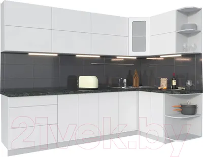 Кухонный гарнитур Interline Мила Матте 1.5x2.8 А правая (белый/белый/кастилло темный)
