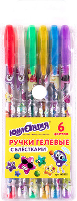 Набор гелевых ручек Юнландия Блестки / 142802 (6шт)
