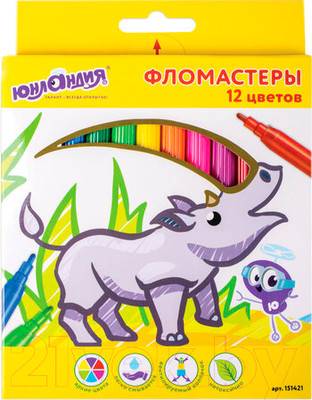 Фломастеры Юнландия Экзотика / 151421 (12шт)