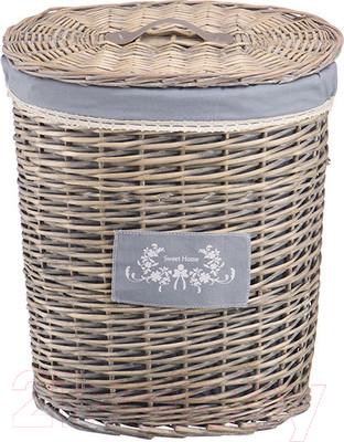 Корзина для белья Natural House Лен 390x270x450 / EW-18 M (серый)