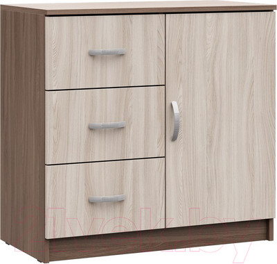 Тумба Стендмебель Басса КМ-553-М 3 ящика 1 створка (ясень шимо светлый/ясень шимо темный)