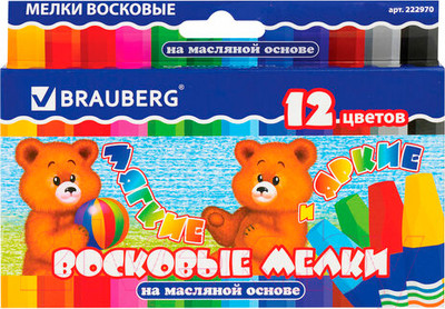 Восковые мелки Brauberg 222970 (12цв)