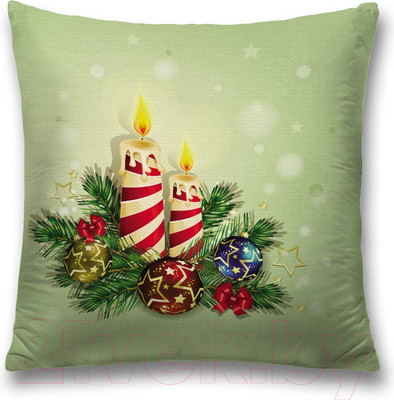 Наволочка декоративная JoyArty Свечи с игрушками / sl_78068