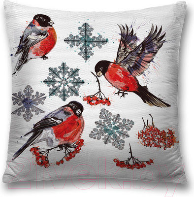 Наволочка декоративная JoyArty Снегири зимой / sl_38363