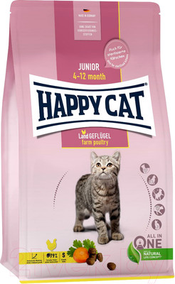 Сухой корм для кошек Happy Cat Junior Land-Geflugel Птица без злаков / 70541 (10кг)