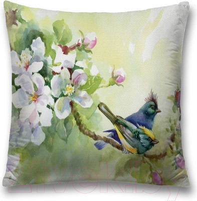 Наволочка декоративная JoyArty Птицы на ветке вишни / sl_30143