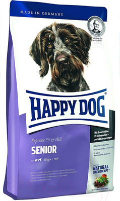 Сухой корм для собак Happy Dog Senior Птица, лосось, рыба, ягненок, мидии / 60767 (4кг)