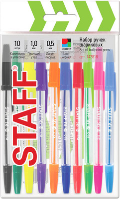 Набор шариковых ручек Staff C-51 / 142818 (10шт)